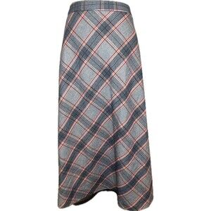 Biltmore Women’s Plaid Wool Blend Lined Midi Skirt Blue Pink Yellow SZ 16 NWT